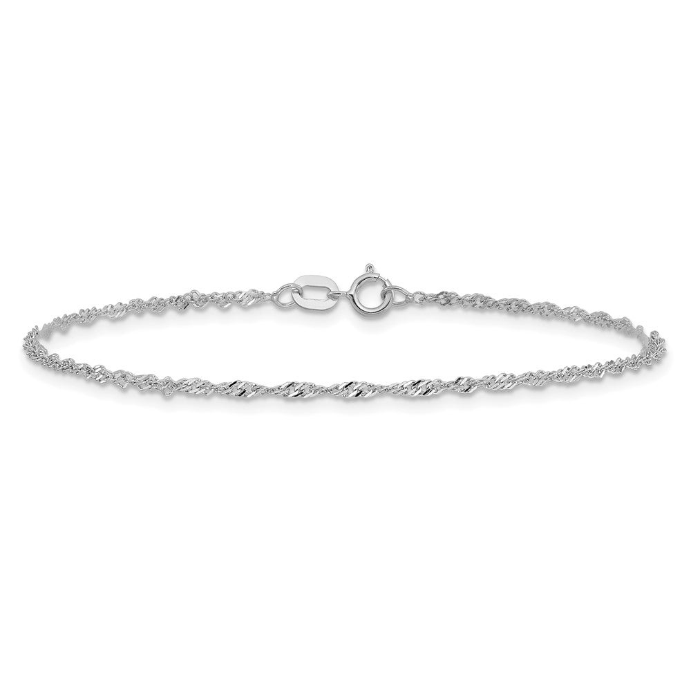 14K Weißgold 1.4mm Singapurkette mit Federring Verschluss Kette Fußkettchen