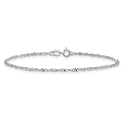 14K Weißgold 1.4mm Singapurkette mit Federring Verschluss Gliederarmband