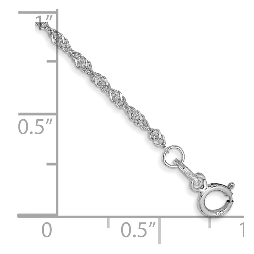 14K Weißgold 1.4mm Singapurkette mit Federring Verschluss Kette Fußkettchen