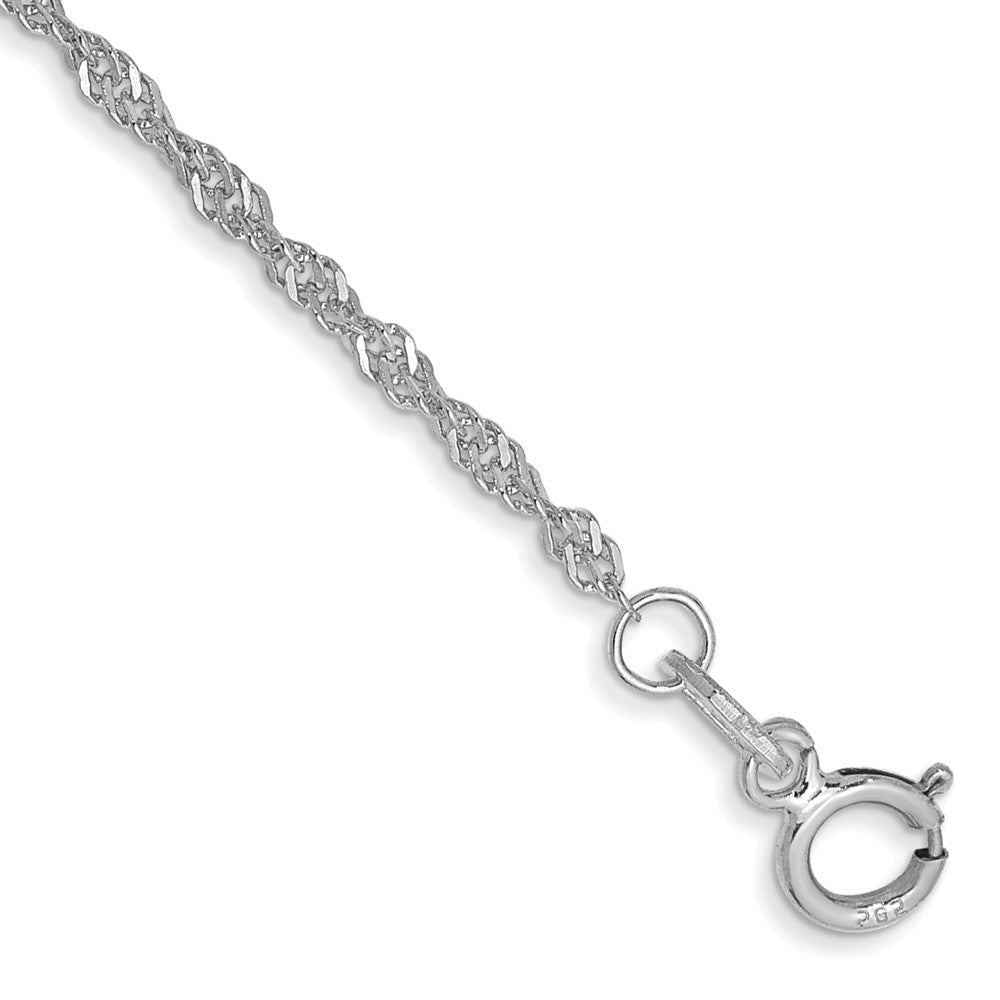 14K Weißgold 1.4mm Singapurkette mit Federring Verschluss Kette Fußkettchen