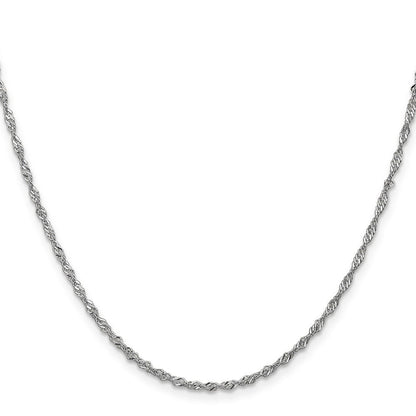 14K Weißgold 1.7mm Singapurkette mit Karabinerverschluss Halskette