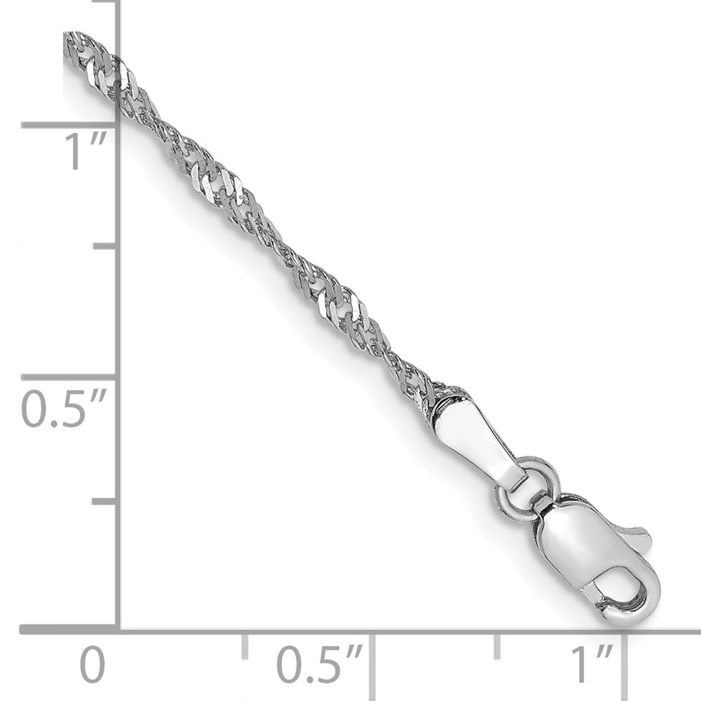 14K Weißgold 1.7mm Singapurkette mit Karabinerverschluss Kette Fußkettchen