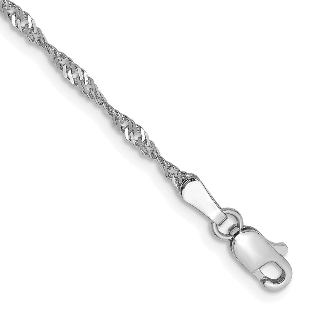 14K Weißgold 1.7mm Singapurkette mit Karabinerverschluss Gliederarmband
