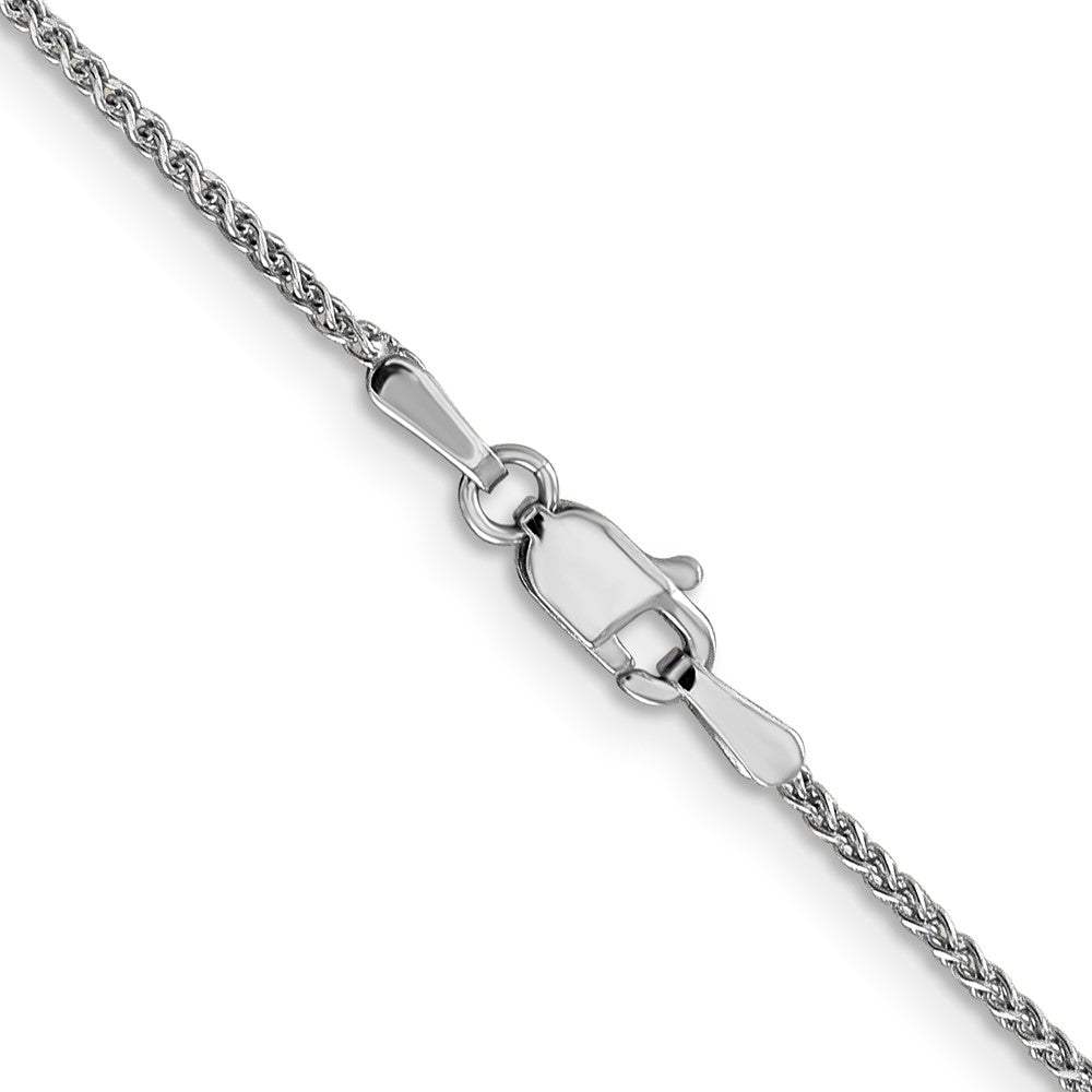 14K Weißgold 1.25mm Diamantiert Ährenkette mit Karabinerverschluss Halskette