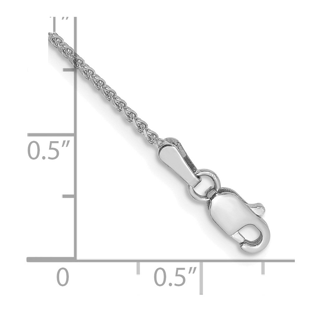 14K Weißgold 1.25mm Diamantiert Ährenkette mit Karabinerverschluss Kette Fußkettchen