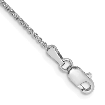 14K Weißgold 1.25mm Diamantiert Ährenkette mit Karabinerverschluss Gliederarmband