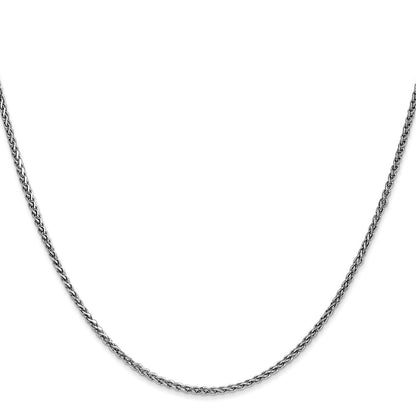 14K Weißgold 1.7mm Diamantiert Ährenkette mit Karabinerverschluss Kette Kinder Halskette
