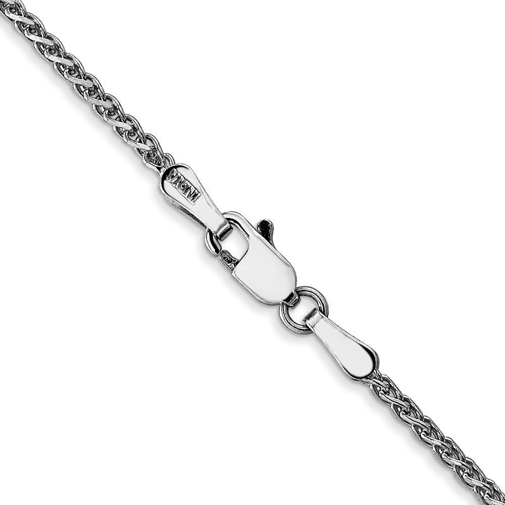 14K Weißgold 1.7mm Diamantiert Ährenkette mit Karabinerverschluss Halskette