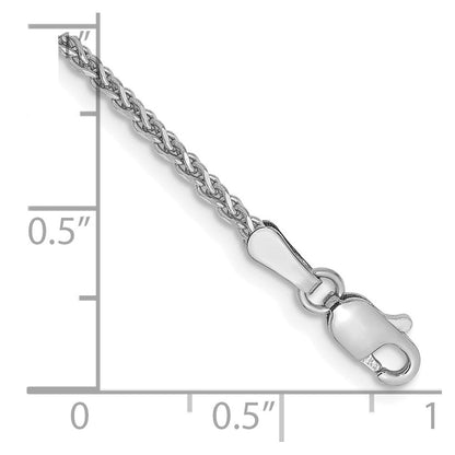 14K Weißgold 1.7mm Diamantiert Ährenkette mit Karabinerverschluss Gliederarmband