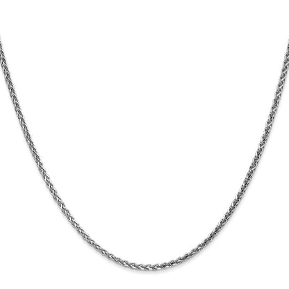14K Weißgold 22 2.1mm Diamantiert Ährenkette mit Karabinerverschluss Halskette