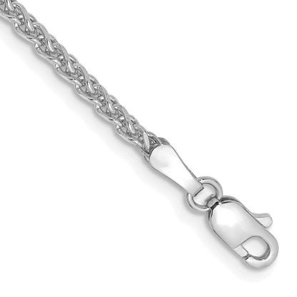 14K Weißgold 2.1mm Diamantiert Ährenkette mit Karabinerverschluss Gliederarmband