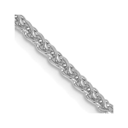 14K Weißgold 22 2.1mm Diamantiert Ährenkette mit Karabinerverschluss Halskette
