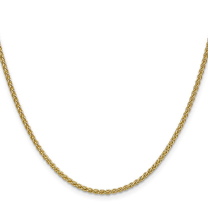 14K Gelbgold 2.1mm Ährenkette mit Karabinerverschluss Halskette
