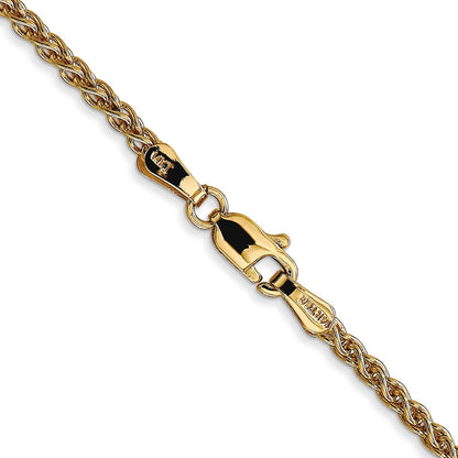 14K Gelbgold 2.1mm Ährenkette mit Karabinerverschluss Halskette