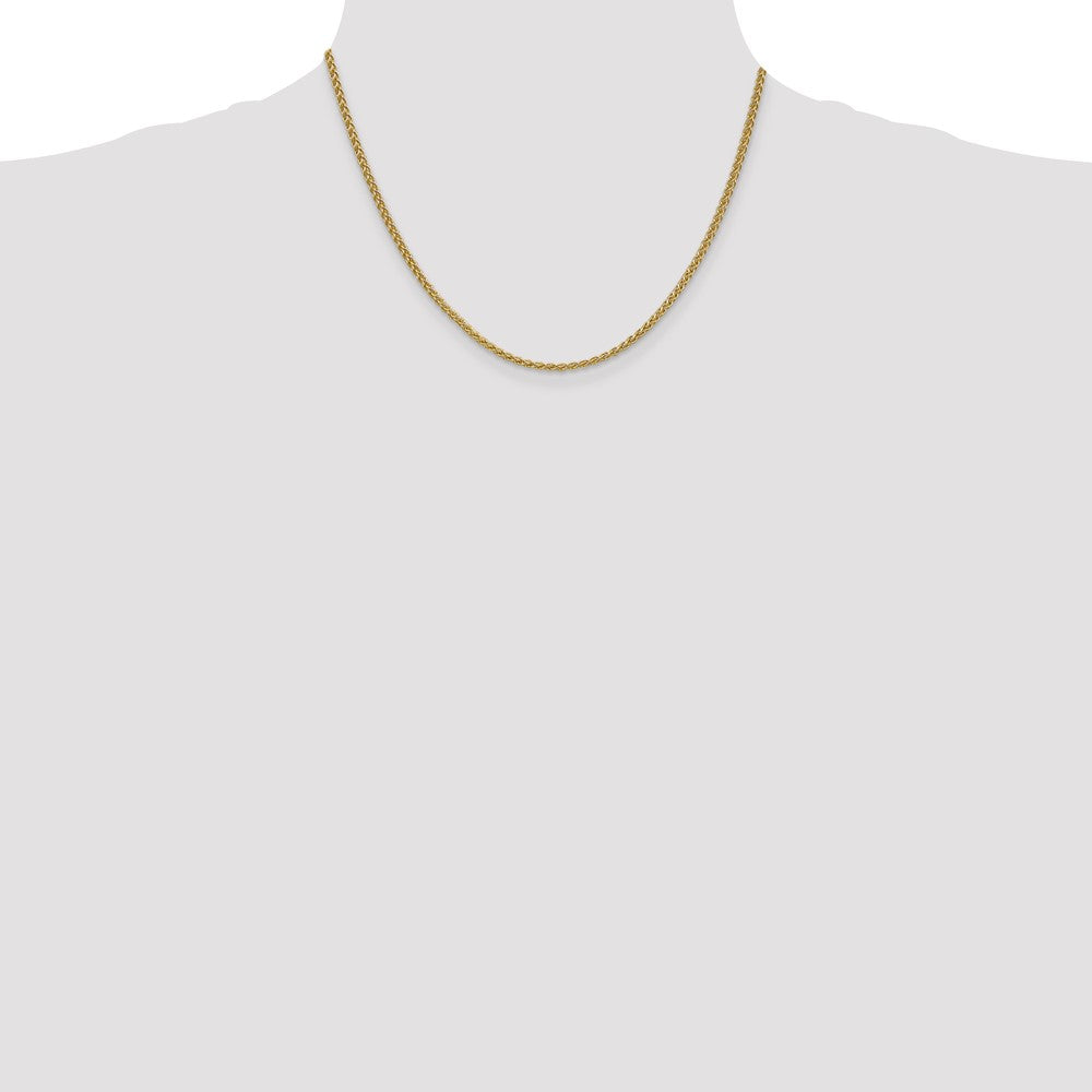14K Gelbgold 2.1mm Ährenkette mit Karabinerverschluss Halskette