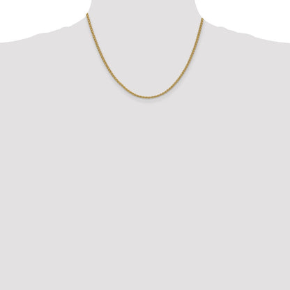 14K Gelbgold 2.1mm Ährenkette mit Karabinerverschluss Halskette