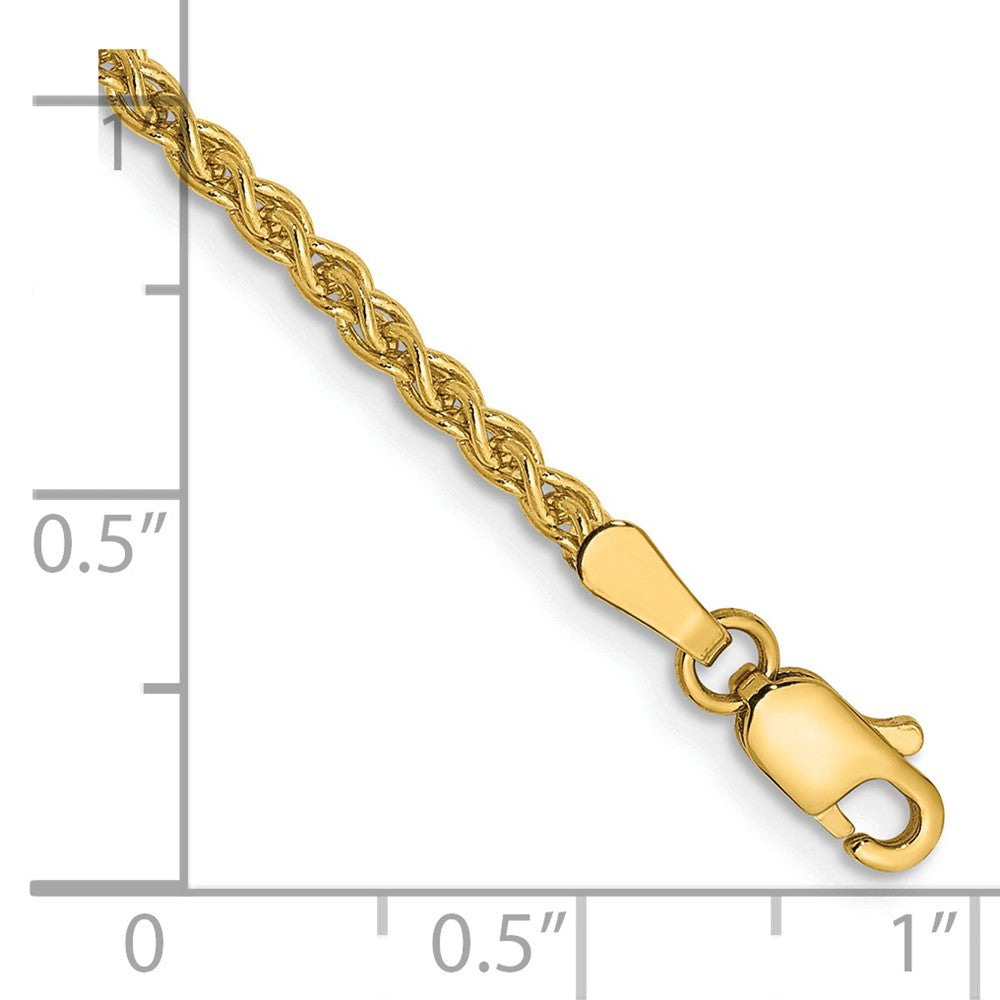 14K Gelbgold 2.1mm Ährenkette mit Karabinerverschluss Gliederarmband