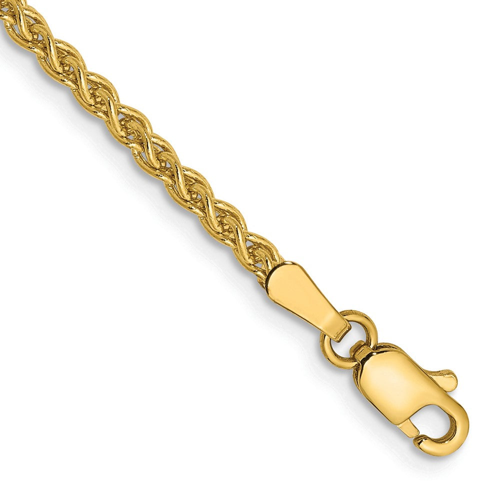 14K Gelbgold 2.1mm Ährenkette mit Karabinerverschluss Gliederarmband