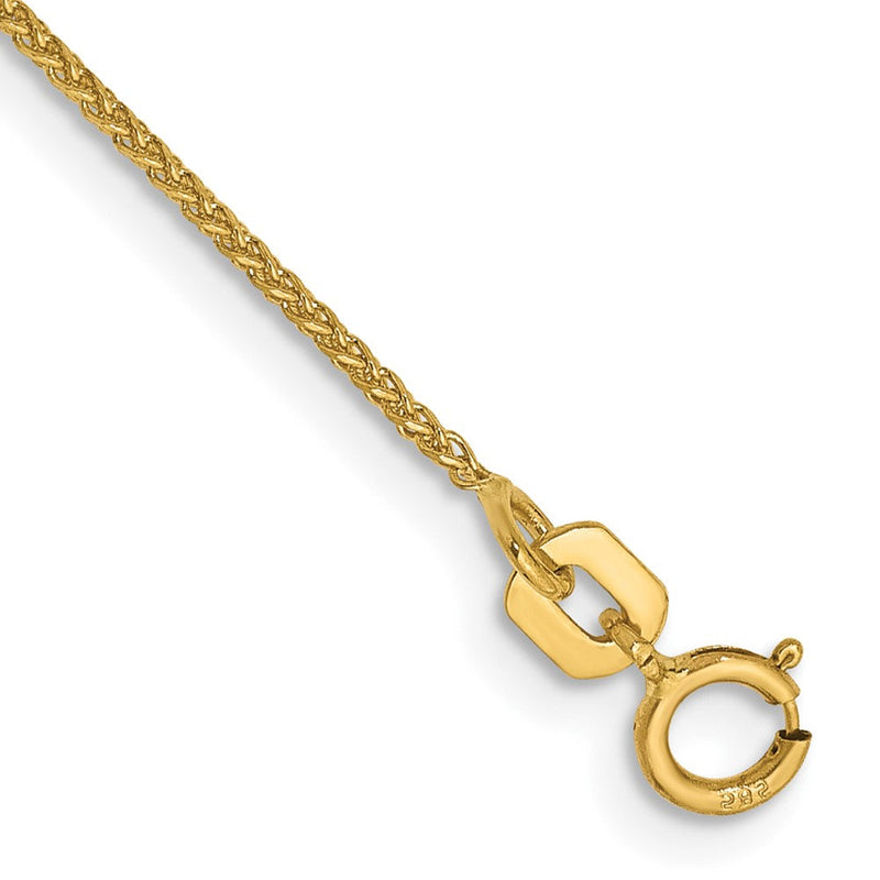 14K Gelbgold 1.05mm Diamantiert Ährenkette mit Federring Verschluss Gliederarmband