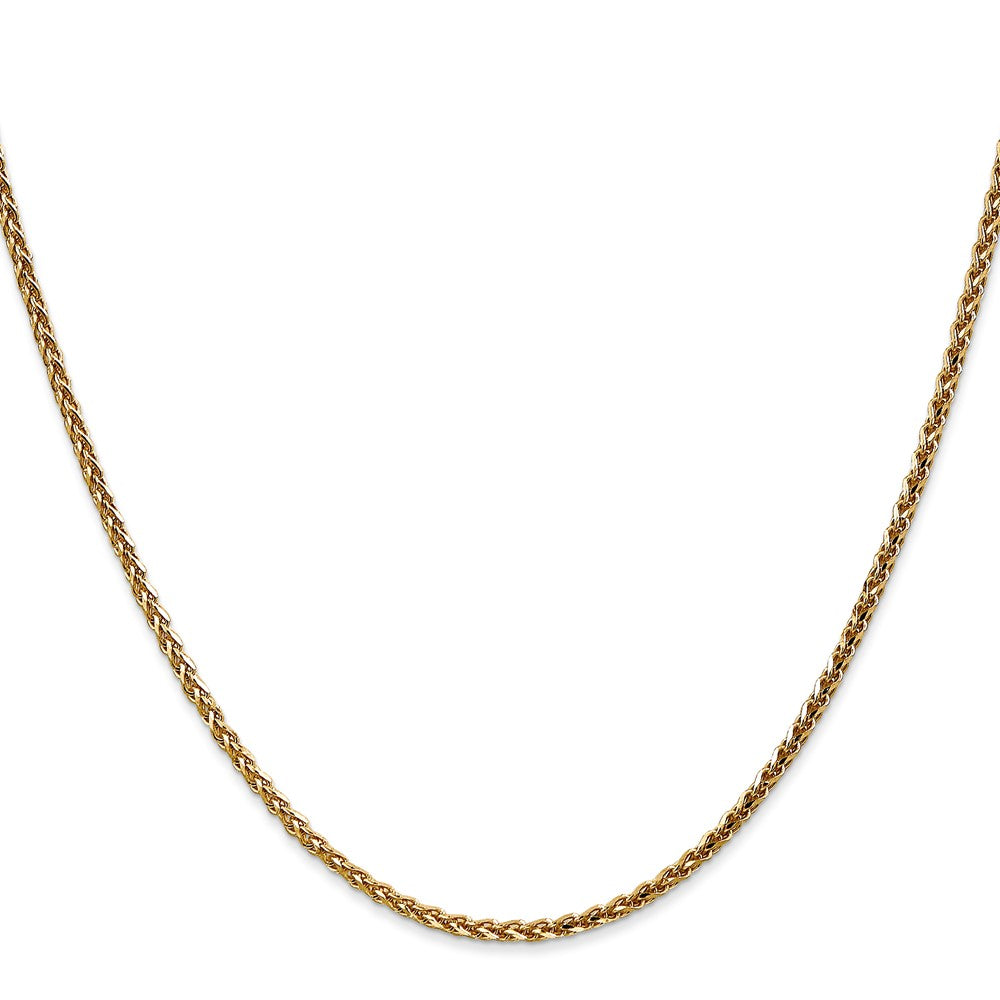 14K Gelbgold 2.1mm Diamantiert Ährenkette mit Karabinerverschluss Halskette