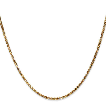 14K Gelbgold 2.1mm Diamantiert Ährenkette mit Karabinerverschluss Halskette