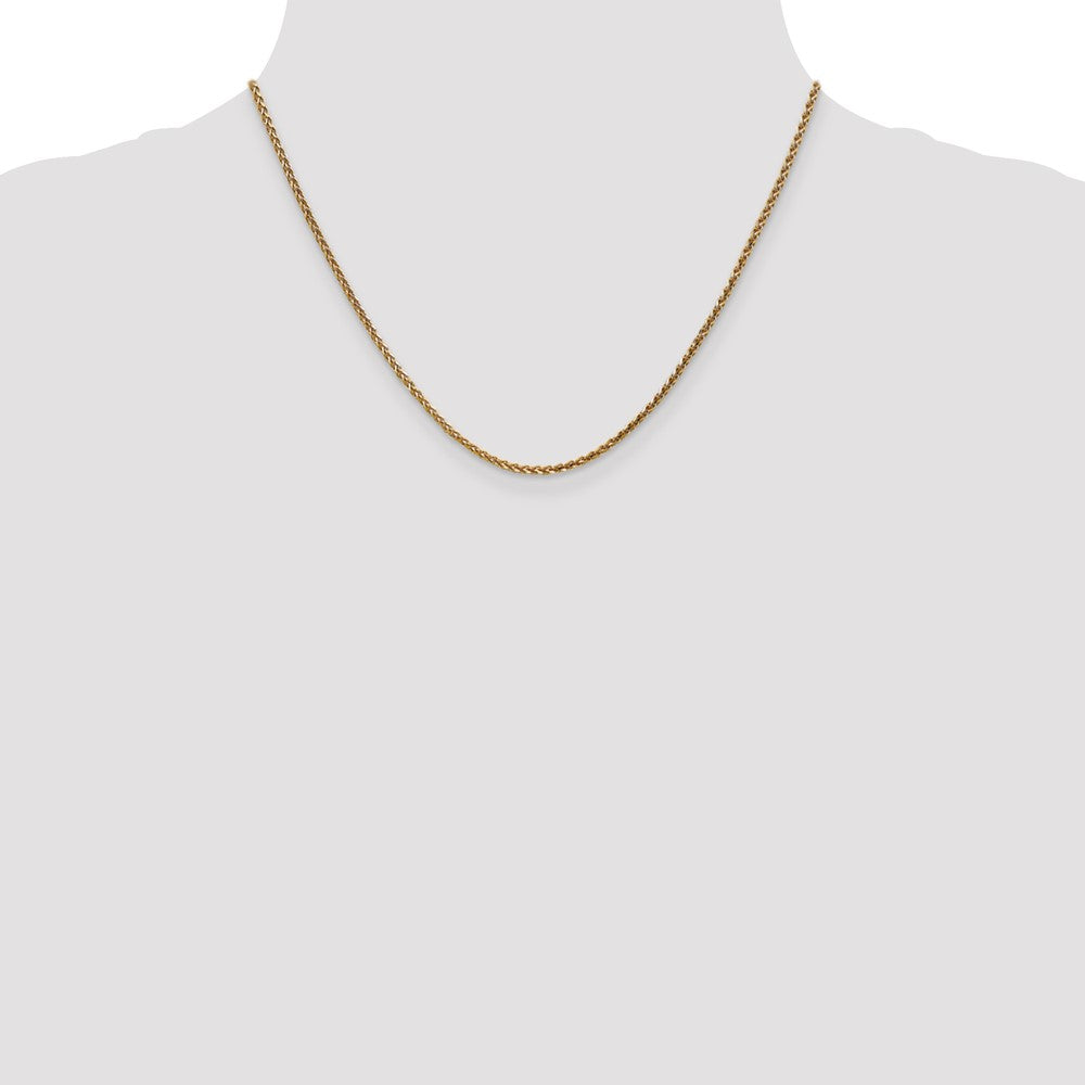 14K Gelbgold 2.1mm Diamantiert Ährenkette mit Karabinerverschluss Halskette