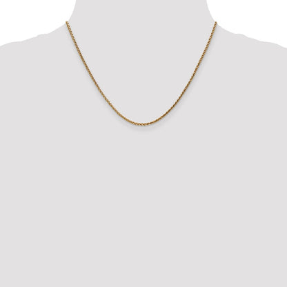 14K Gelbgold 2.1mm Diamantiert Ährenkette mit Karabinerverschluss Halskette