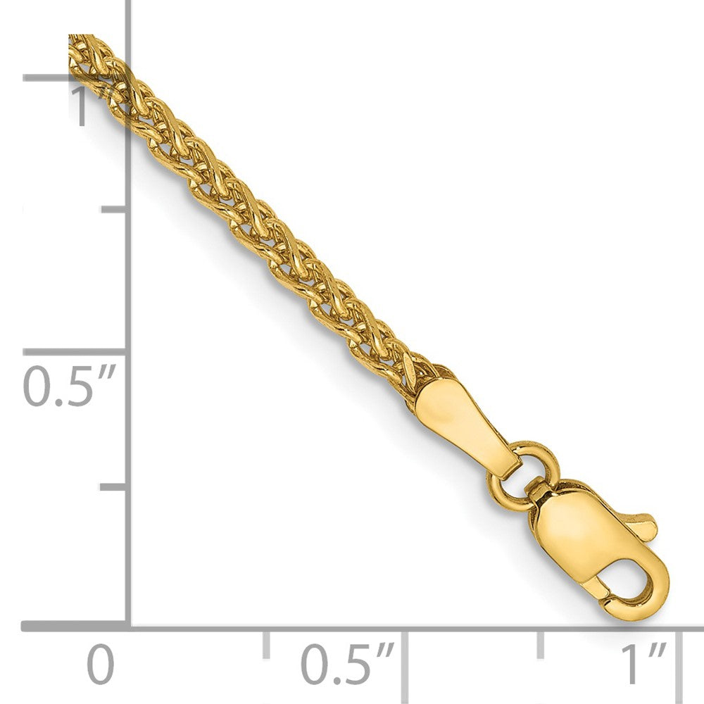 14K Gelbgold 2.1mm Diamantiert Ährenkette mit Karabinerverschluss Gliederarmband