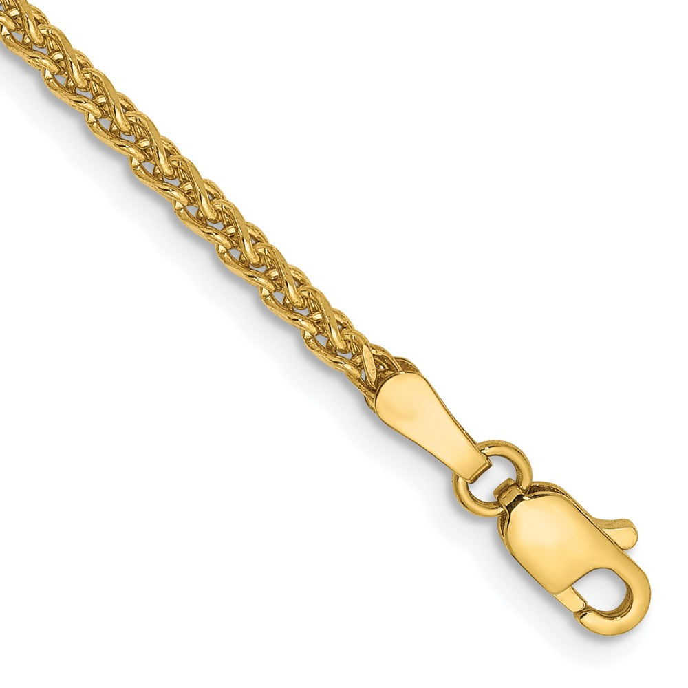14K Gelbgold 2.1mm Diamantiert Ährenkette mit Karabinerverschluss Gliederarmband