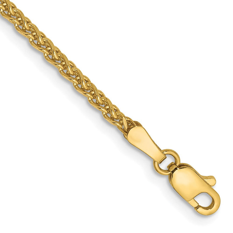14K Gelbgold 2.1mm Diamantiert Ährenkette mit Karabinerverschluss Gliederarmband