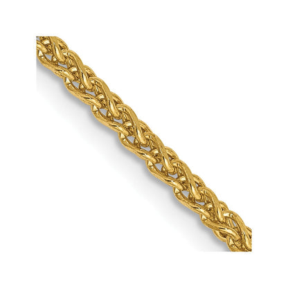 14K Gelbgold 2.1mm Diamantiert Ährenkette mit Karabinerverschluss Halskette