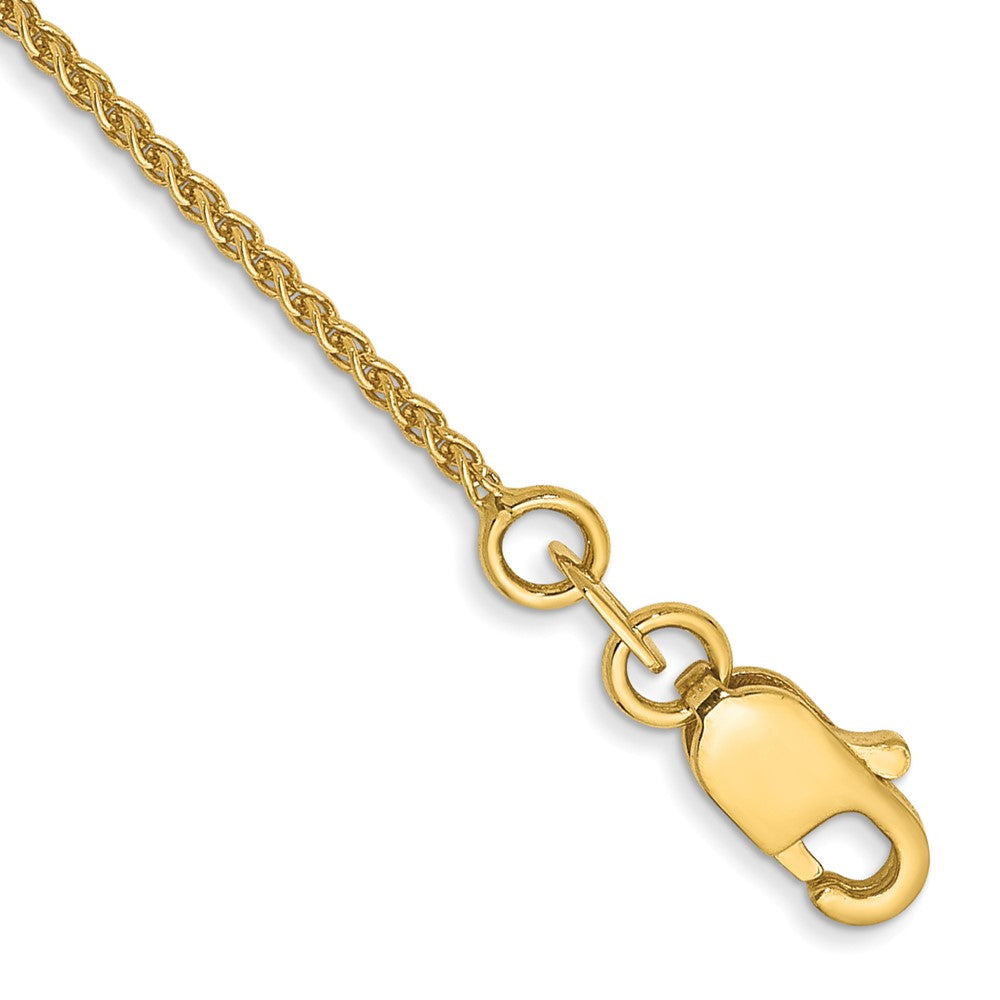 14K Gelbgold 1.05mm Ährenkette mit Karabinerverschluss Gliederarmband