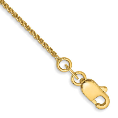 14K Gelbgold 1.05mm Ährenkette mit Karabinerverschluss Gliederarmband