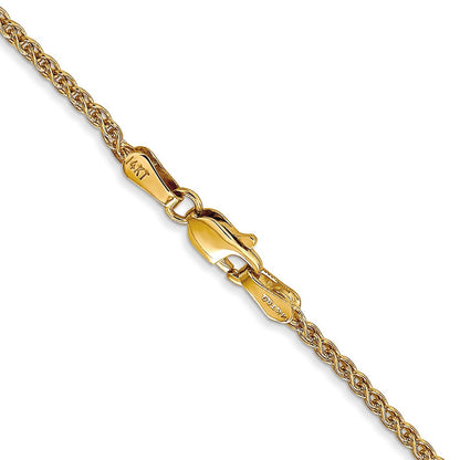 14K Gelbgold 1.7mm Ährenkette mit Karabinerverschluss Halskette