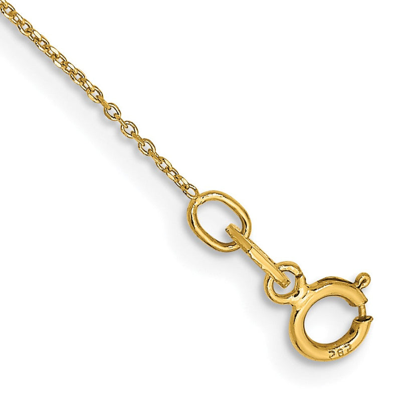 14K Gelbgold.6mm Diamantiert Rund Offen Glieder Ankerkette mit Federring Verschluss Kette Fußkettchen