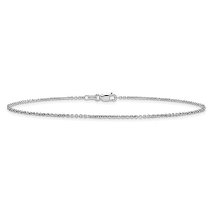 14K Weißgold 1.4mm Rund Offen Glieder Ankerkette mit Karabinerverschluss Kette Fußkettchen