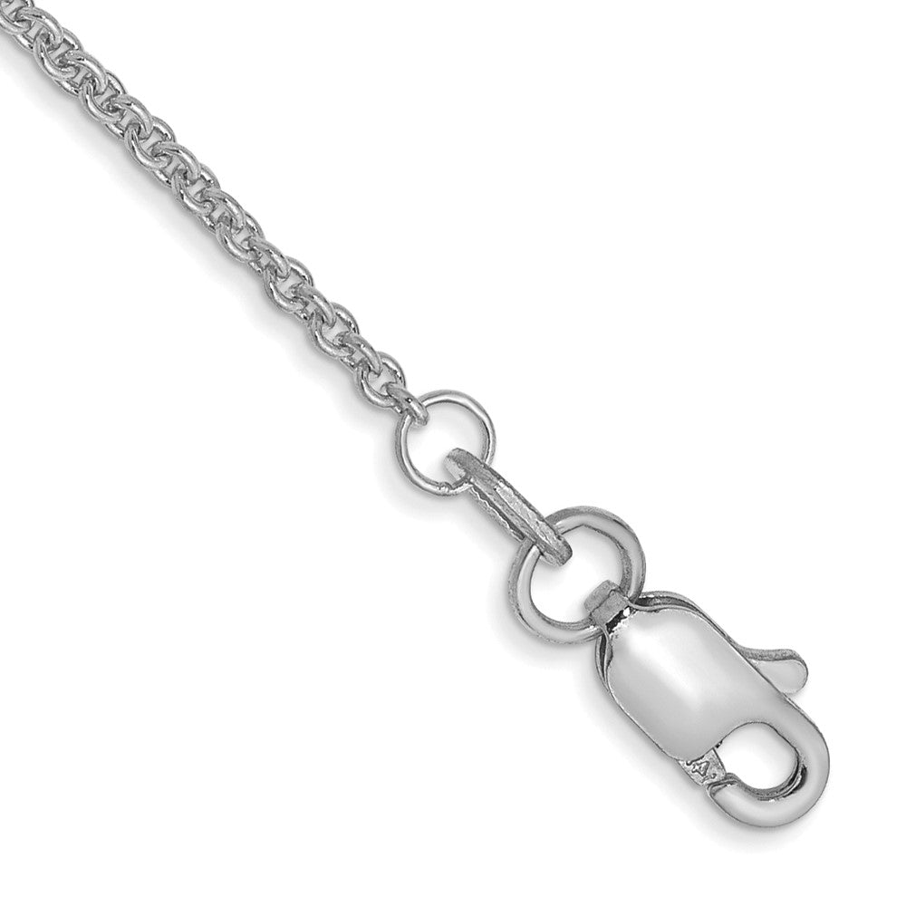 14K Weißgold 1.4mm Rund Offen Glieder Ankerkette mit Karabinerverschluss Kette Fußkettchen
