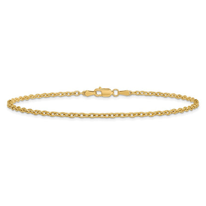 14K Gelbgold 2.2mm Forzantine Ankerkette mit Karabinerverschluss Kette Fußkettchen