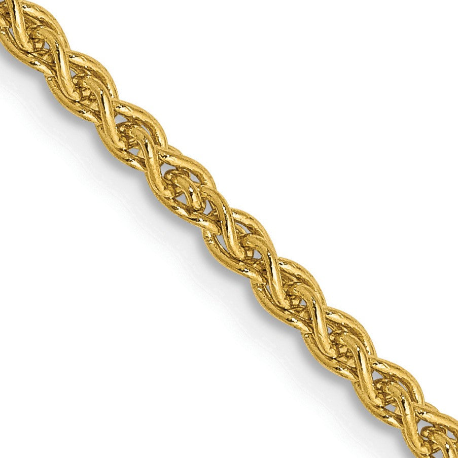 14K Gelbgold 2.1mm Ährenkette mit Karabinerverschluss Halskette