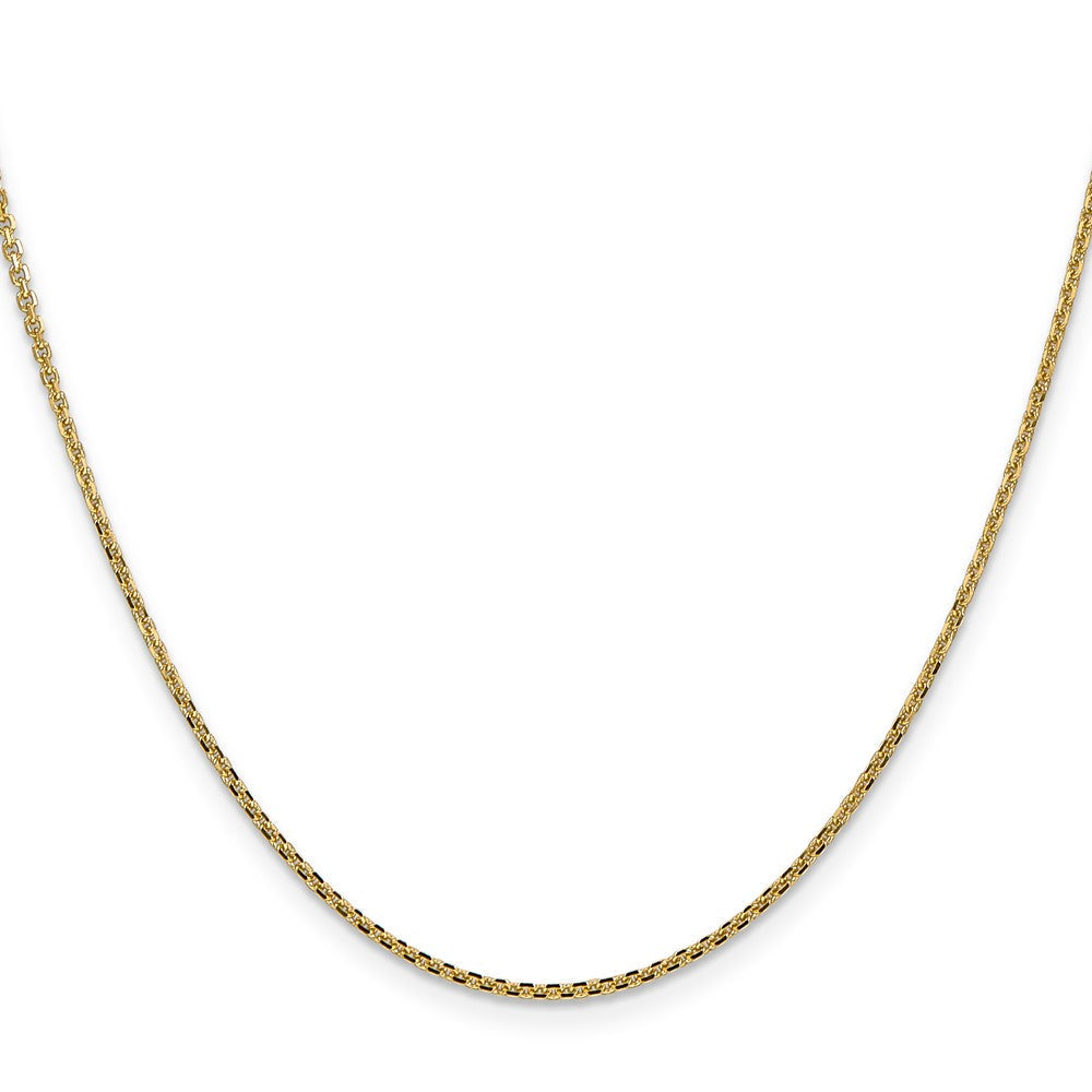 14K Gelbgold 1.45mm Massiv Diamantiert Ankerkette mit Karabinerverschluss Halskette