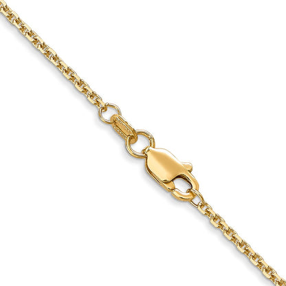 14K Gelbgold 1.45mm Massiv Diamantiert Ankerkette mit Karabinerverschluss Halskette