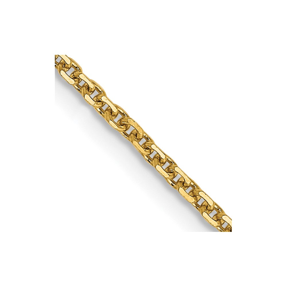 14K Gelbgold 1.45mm Massiv Diamantiert Ankerkette mit Karabinerverschluss Halskette