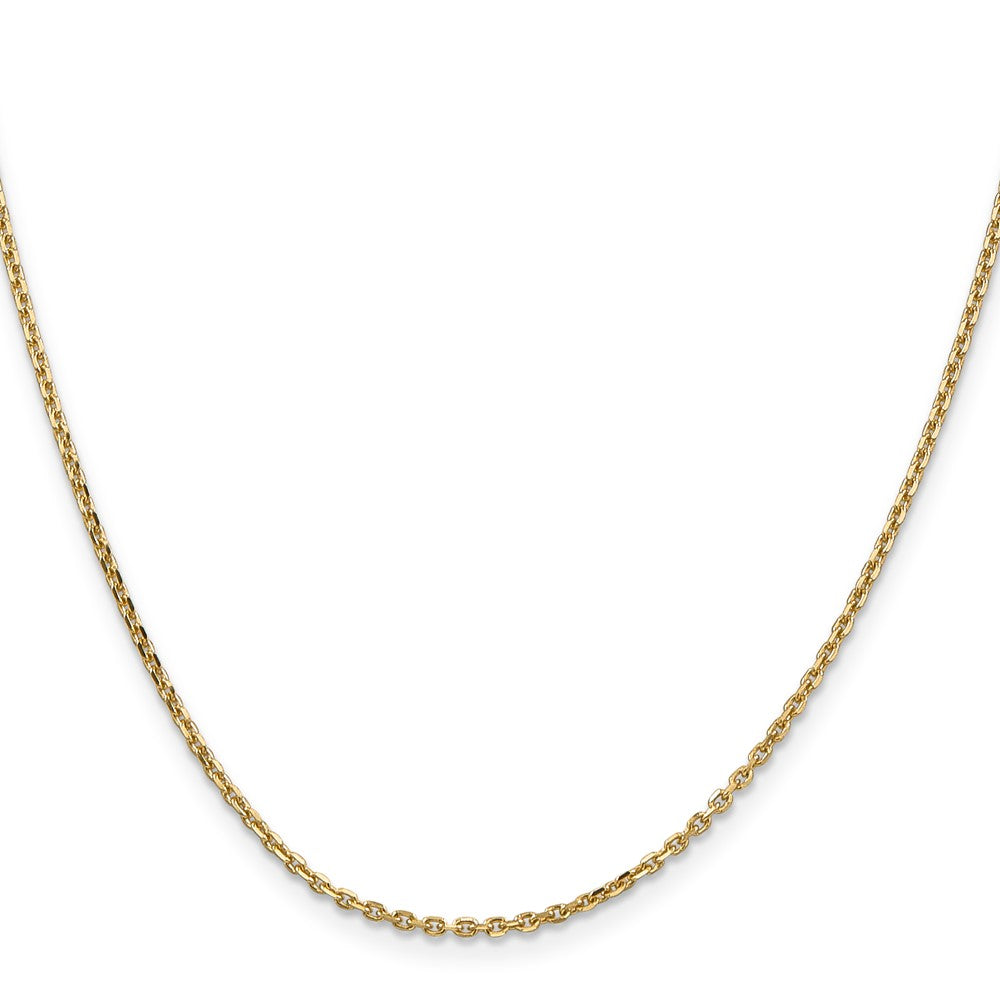 14K Gelbgold 1.65mm Massiv Diamantiert Ankerkette mit Karabinerverschluss Halskette