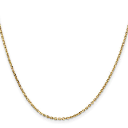 14K Gelbgold 1.65mm Massiv Diamantiert Ankerkette mit Karabinerverschluss Halskette
