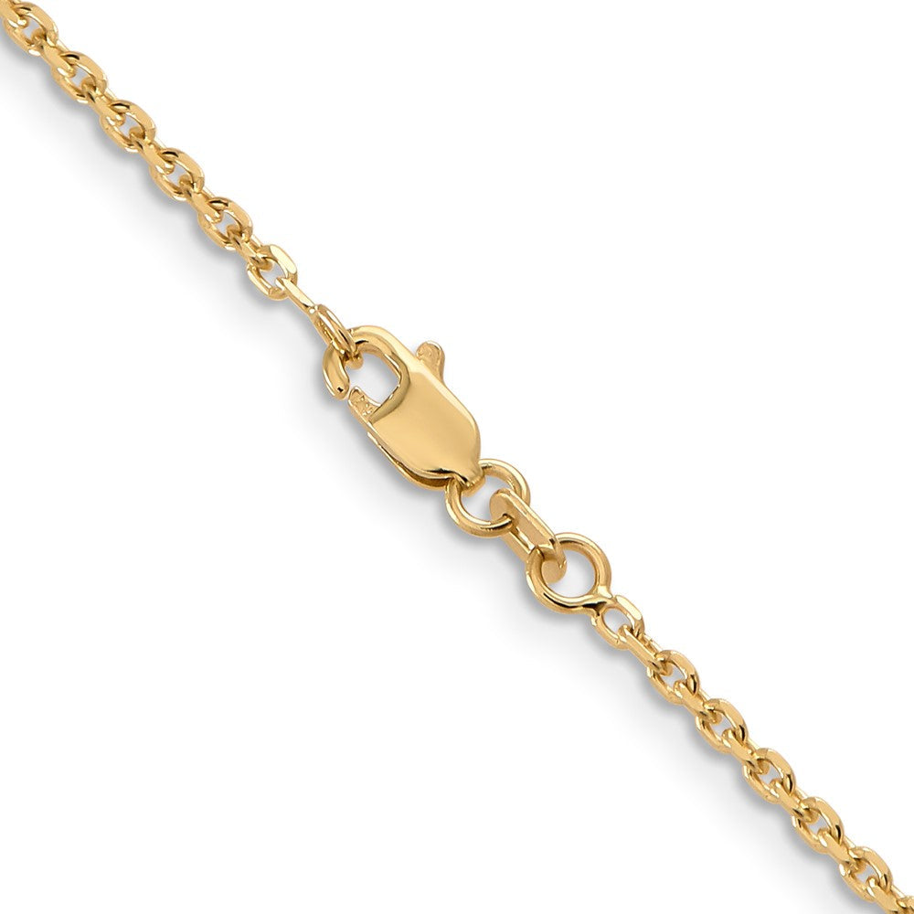 14K Gelbgold 1.65mm Massiv Diamantiert Ankerkette mit Karabinerverschluss Halskette
