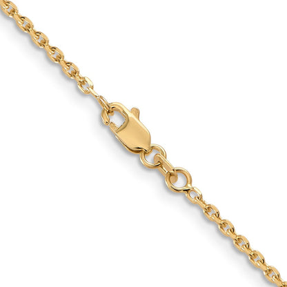14K Gelbgold 1.65mm Massiv Diamantiert Ankerkette mit Karabinerverschluss Halskette