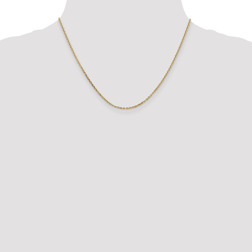 14K Gelbgold 1.65mm Massiv Diamantiert Ankerkette mit Karabinerverschluss Halskette