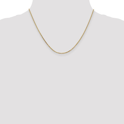 14K Gelbgold 1.65mm Massiv Diamantiert Ankerkette mit Karabinerverschluss Halskette