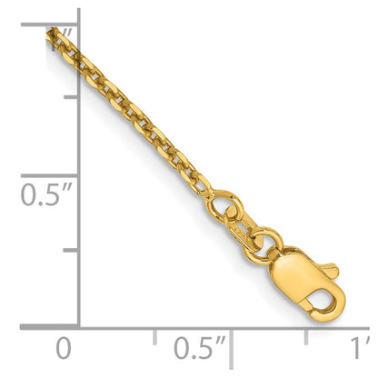 14K Gelbgold 1.65mm Massiv Diamantiert Ankerkette mit Karabinerverschluss Kette Fußkettchen