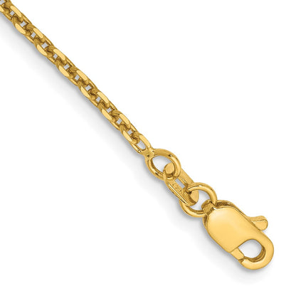 14K Gelbgold 1.65mm Massiv Diamantiert Ankerkette mit Karabinerverschluss Kette Fußkettchen
